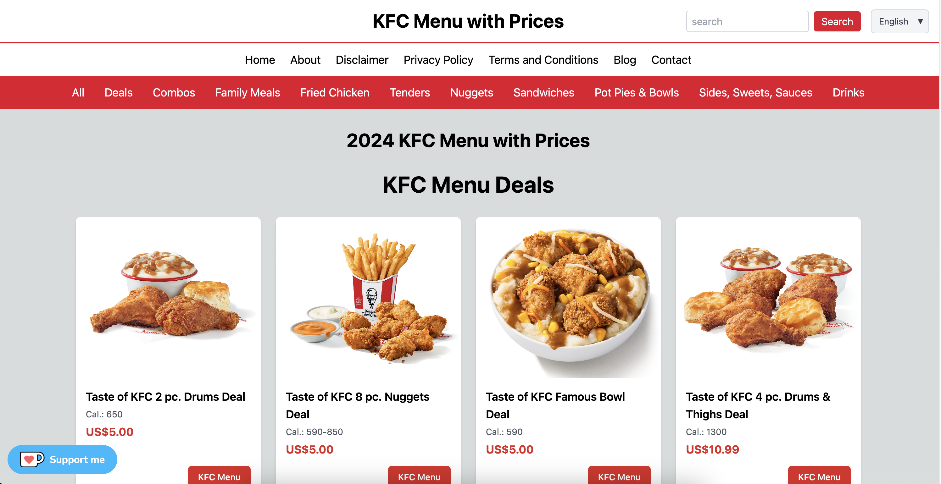 KFC Menu with Prices: Pot Pies & Bowls